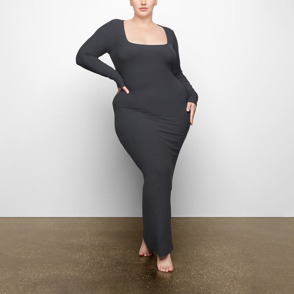 Skims SOFT LOUNGE LONG SLEEVE Dress Diepgrijs | PKY-814957