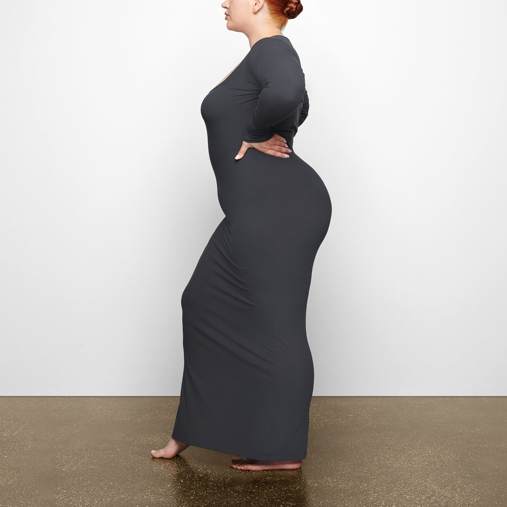 Skims SOFT LOUNGE LONG SLEEVE Dress Diepgrijs | PKY-814957