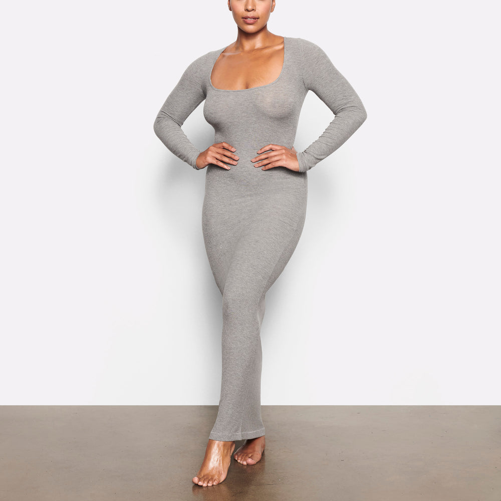 Skims SOFT LOUNGE LONG SLEEVE Dress Grijs | ZQJ-857634