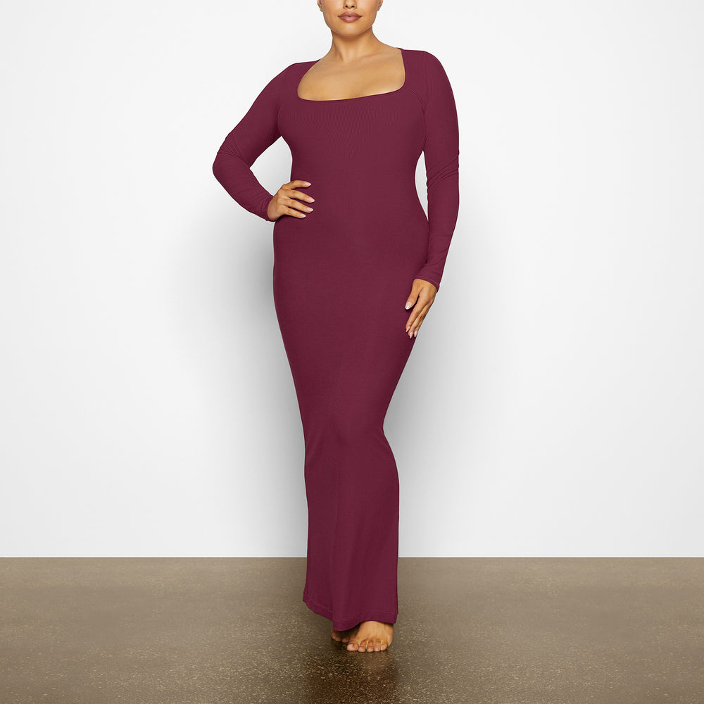 Skims SOFT LOUNGE LONG SLEEVE Dress Paars | DWG-309485