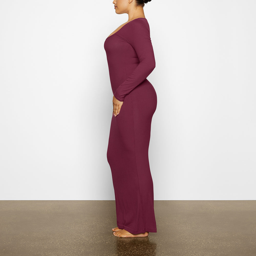 Skims SOFT LOUNGE LONG SLEEVE Dress Paars | DWG-309485