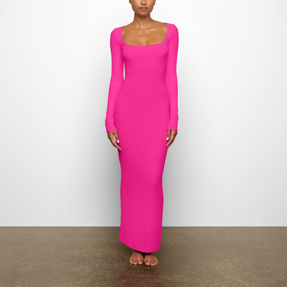 Skims SOFT LOUNGE LONG SLEEVE Dress Roze | YHI-518360