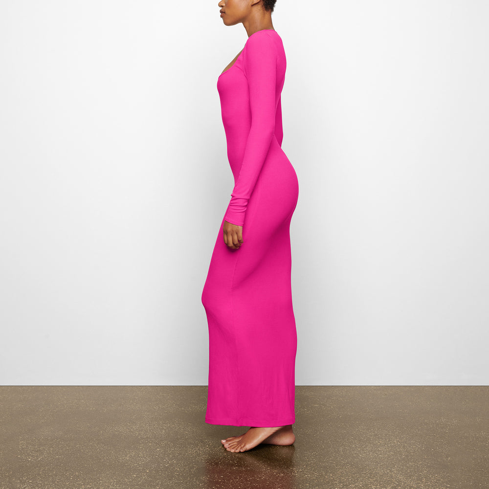 Skims SOFT LOUNGE LONG SLEEVE Dress Roze | YHI-518360
