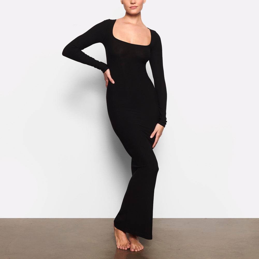 Skims SOFT LOUNGE LONG SLEEVE Dress Zwart | WCO-609172