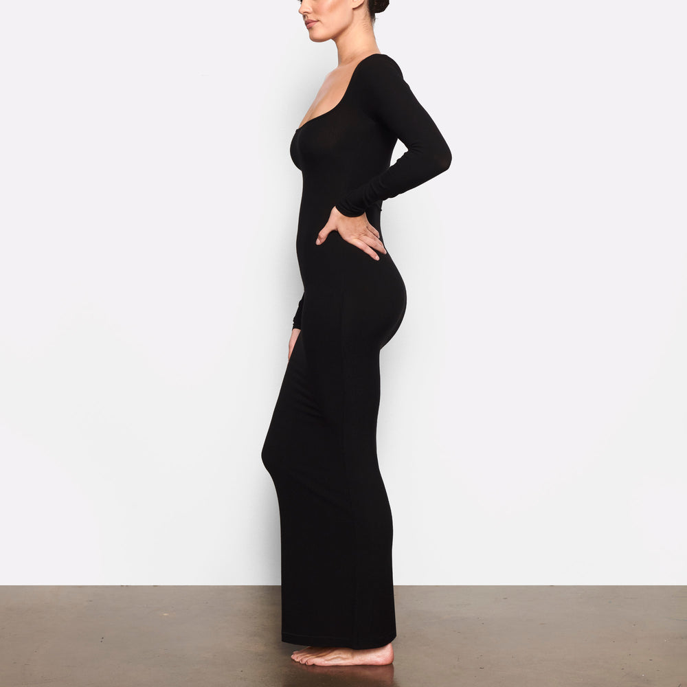 Skims SOFT LOUNGE LONG SLEEVE Dress Zwart | WCO-609172