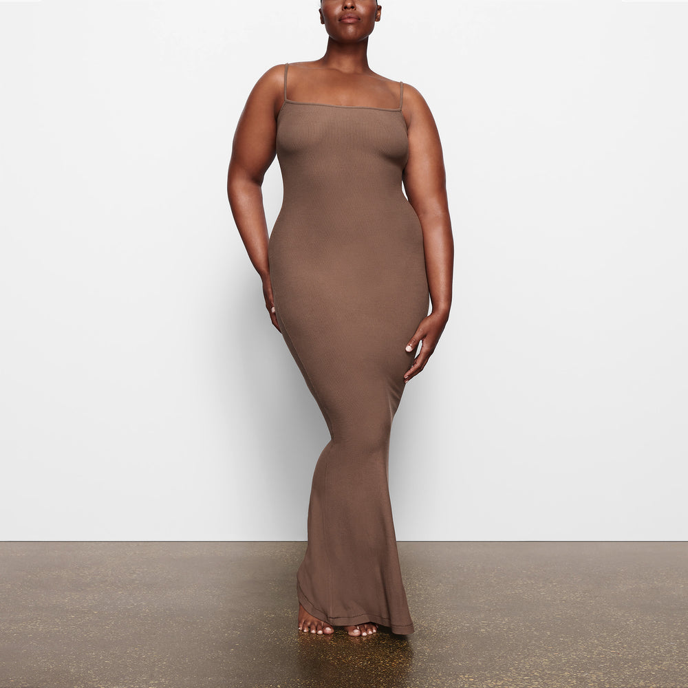Skims SOFT LOUNGE LONG SLIP Dress Abrikoos | YNP-321974
