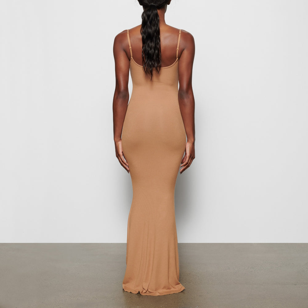 Skims SOFT LOUNGE LONG SLIP Dress Bruin | GMW-453017