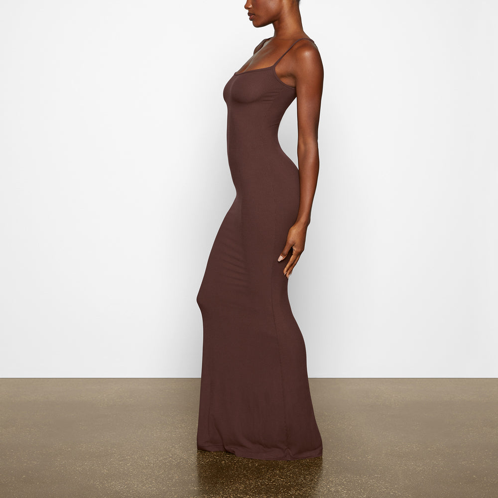 Skims SOFT LOUNGE LONG SLIP Dress Chocola | TPY-647952