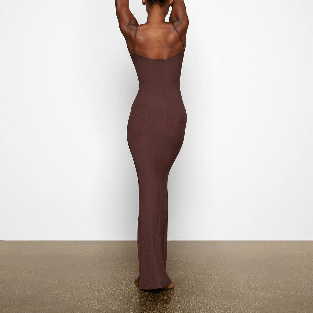 Skims SOFT LOUNGE LONG SLIP Dress Chocola | TPY-647952