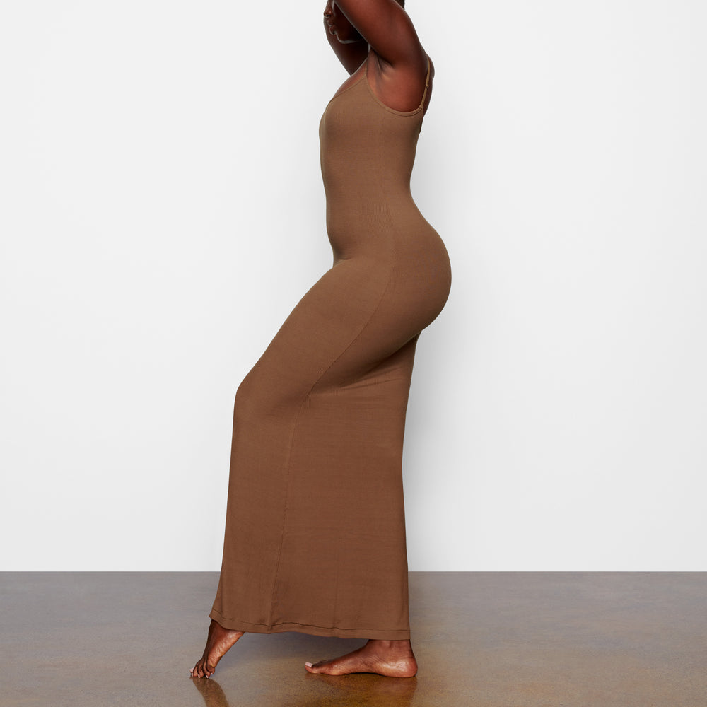 Skims SOFT LOUNGE LONG SLIP Dress Khaki | IWP-316459