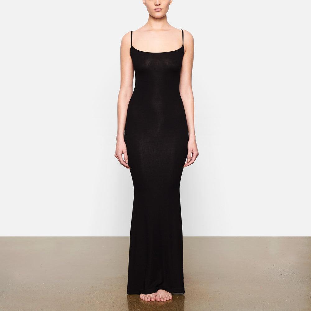 Skims SOFT LOUNGE LONG SLIP Dress Zwart | OFB-592168