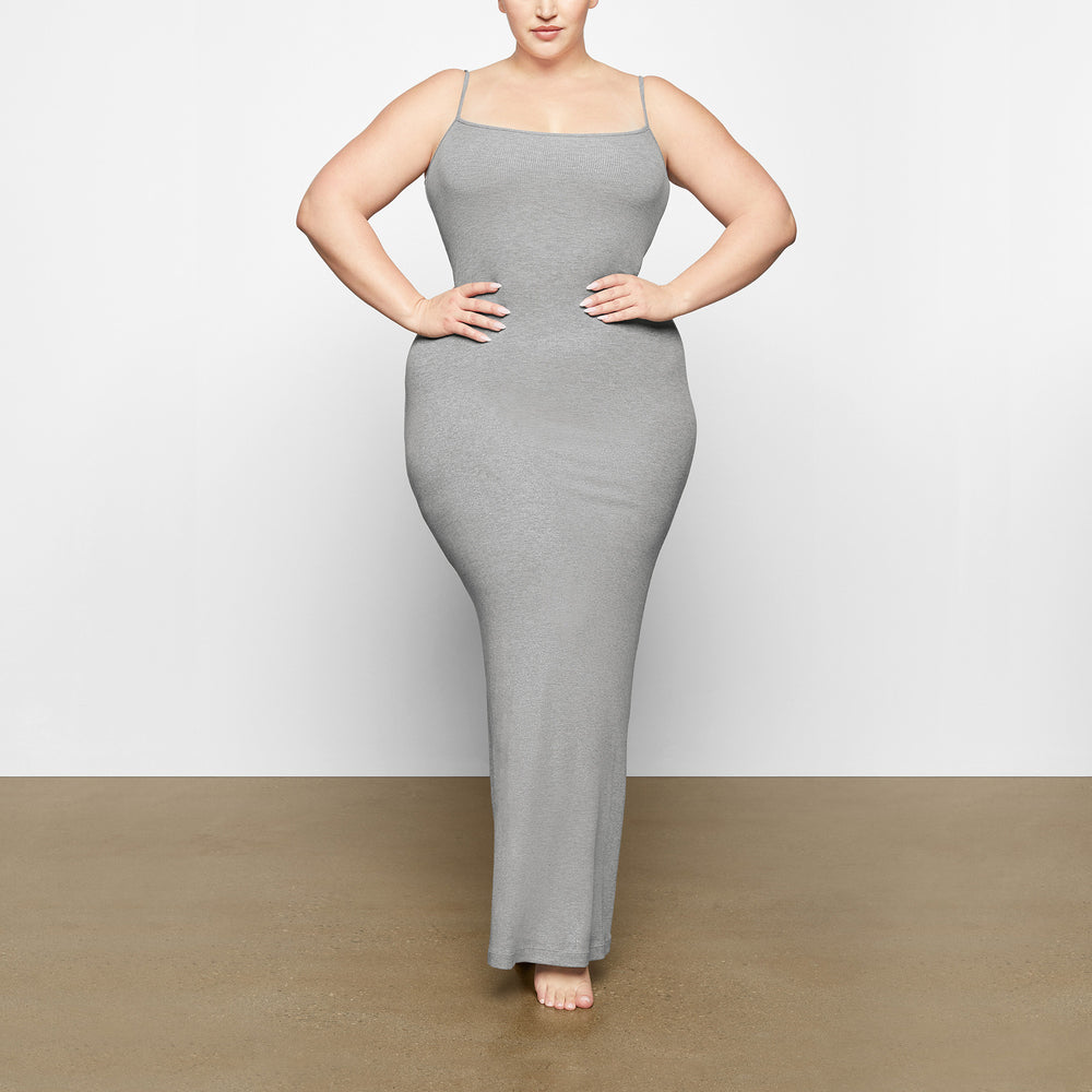 Skims SOFT LOUNGE SHIMMER LONG SLIP Dress Grijs | IHP-476315