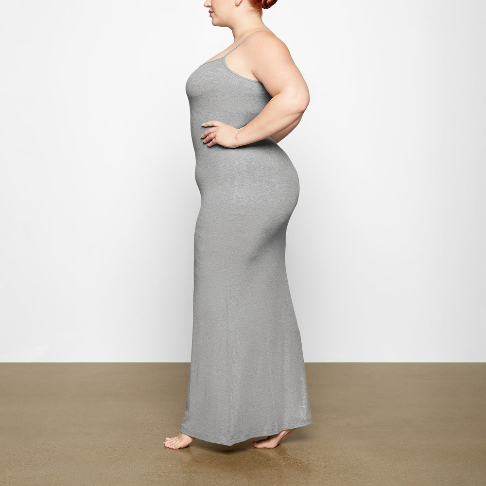 Skims SOFT LOUNGE SHIMMER LONG SLIP Dress Grijs | IHP-476315