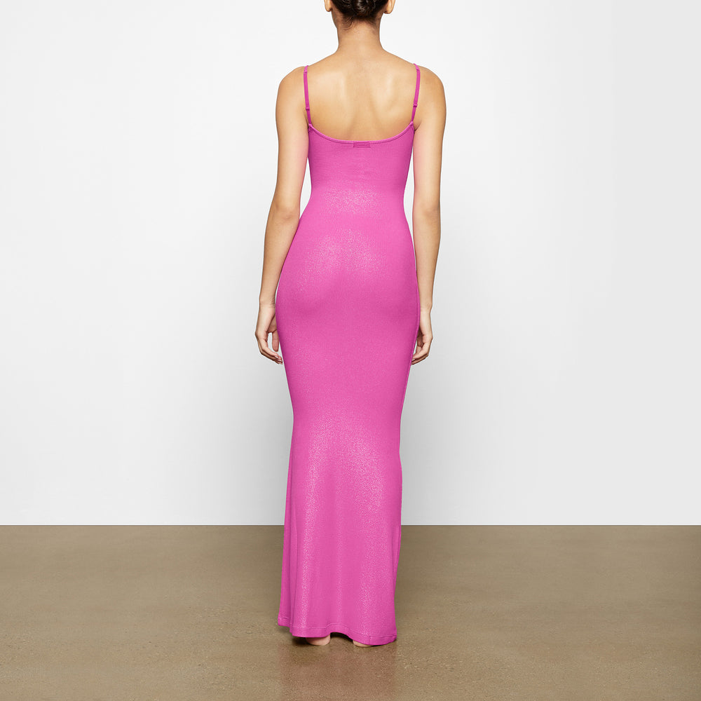 Skims SOFT LOUNGE SHIMMER LONG SLIP Dress Fuchsie | ZYJ-318064