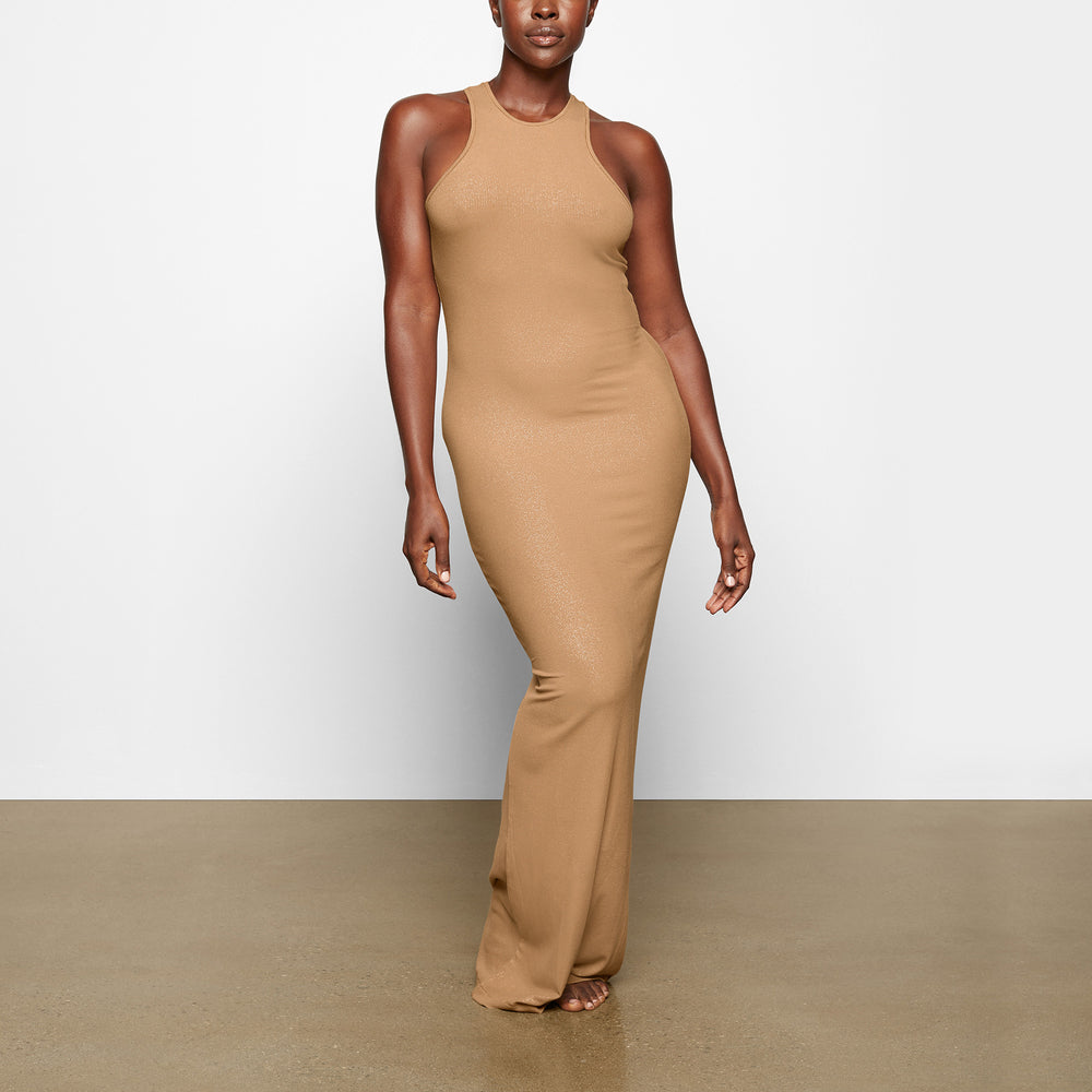 Skims SOFT LOUNGE SHIMMER RACERBACK Dress Bruin | EBW-925847