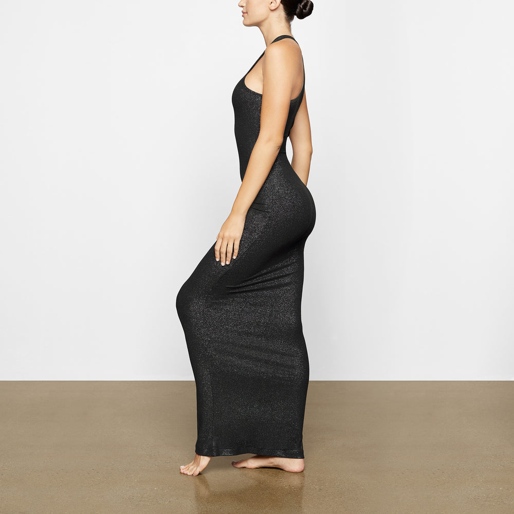 Skims SOFT LOUNGE SHIMMER RACERBACK Dress Zwart | WNL-460189