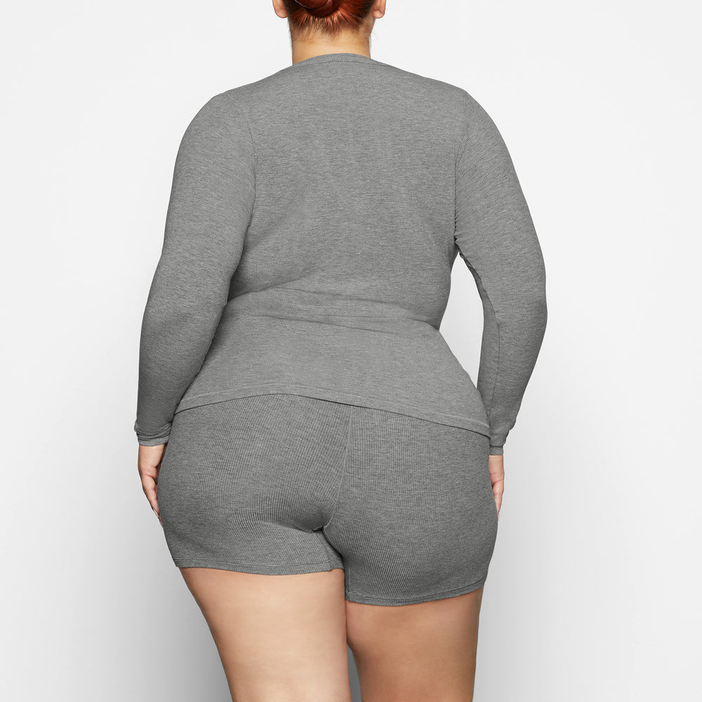 Skims SOFT LOUNGE SPLIT NECK LONG SLEEVE T-shirt Grijs | DNI-210435