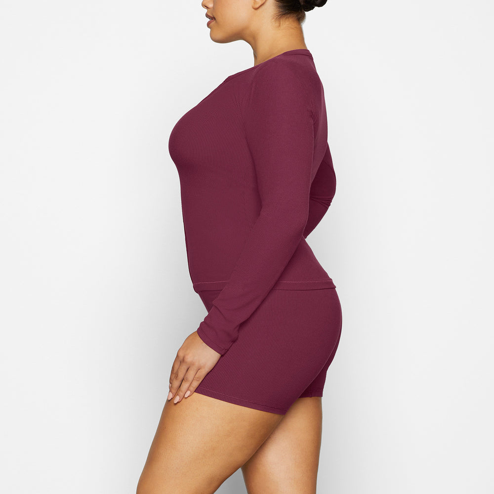 Skims SOFT LOUNGE SPLIT NECK LONG SLEEVE T-shirt Paars | IHU-851702