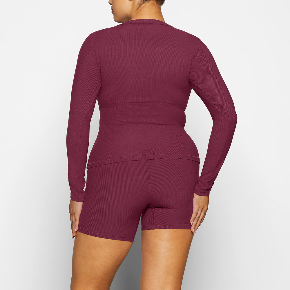 Skims SOFT LOUNGE SPLIT NECK LONG SLEEVE T-shirt Paars | IHU-851702