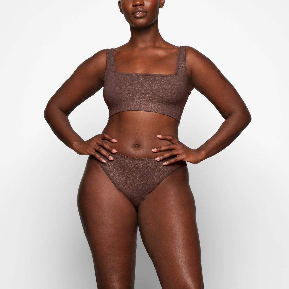 Skims SOFT SMOOTHING SHINE SCOOP NECK Bralette Chocola | OBU-390624
