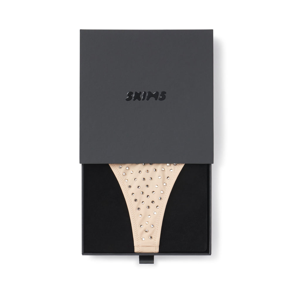 Skims SPARKLE JERSEY MINI Thong Beige | DAV-827946