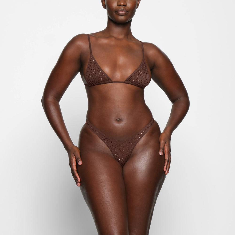 Skims SPARKLE JERSEY MINI Thong Chocola | BQL-864251