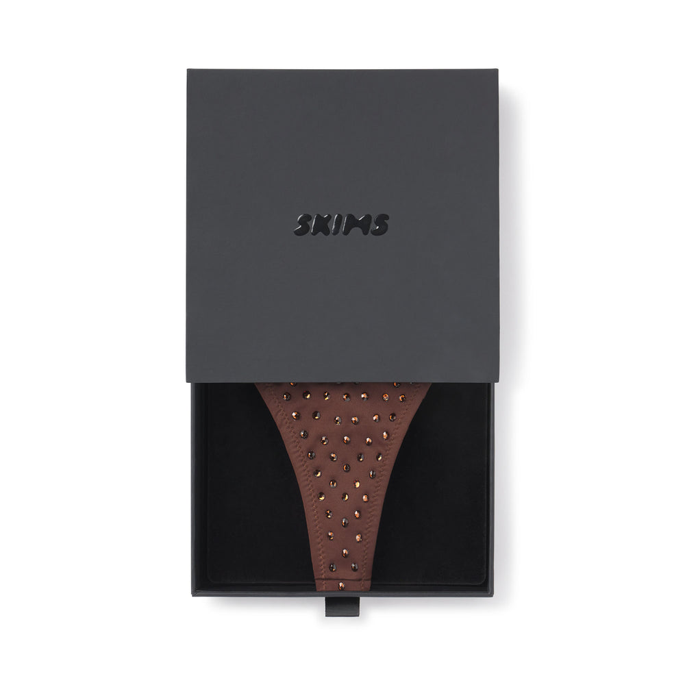 Skims SPARKLE JERSEY MINI Thong Chocola | BQL-864251