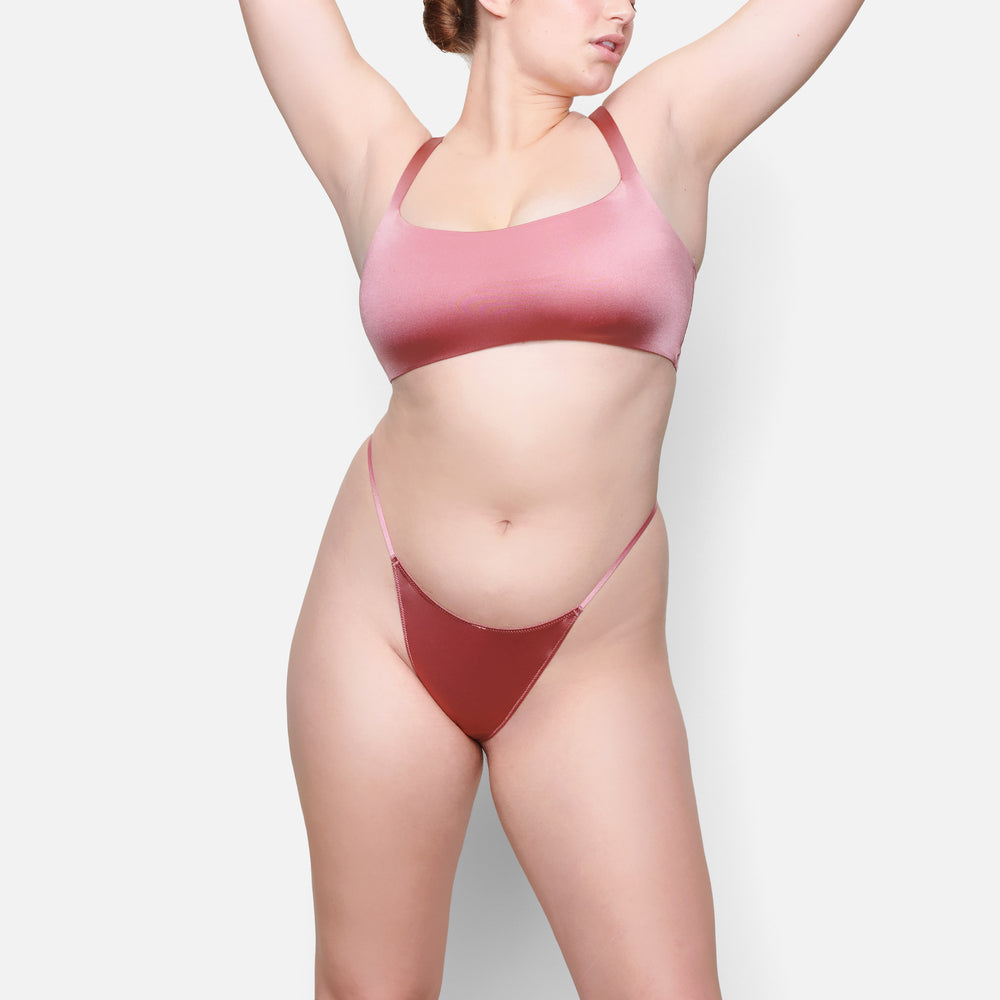Skims STRETCH SATIN DIP Thong Roze | EYV-708359