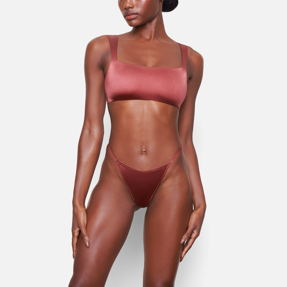 Skims STRETCH SATIN DIP Thong Roze | KEO-150892