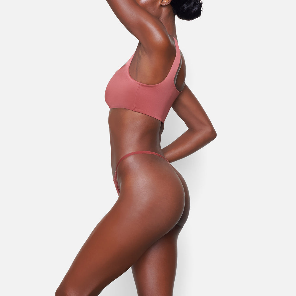 Skims STRETCH SATIN DIP Thong Roze | KEO-150892