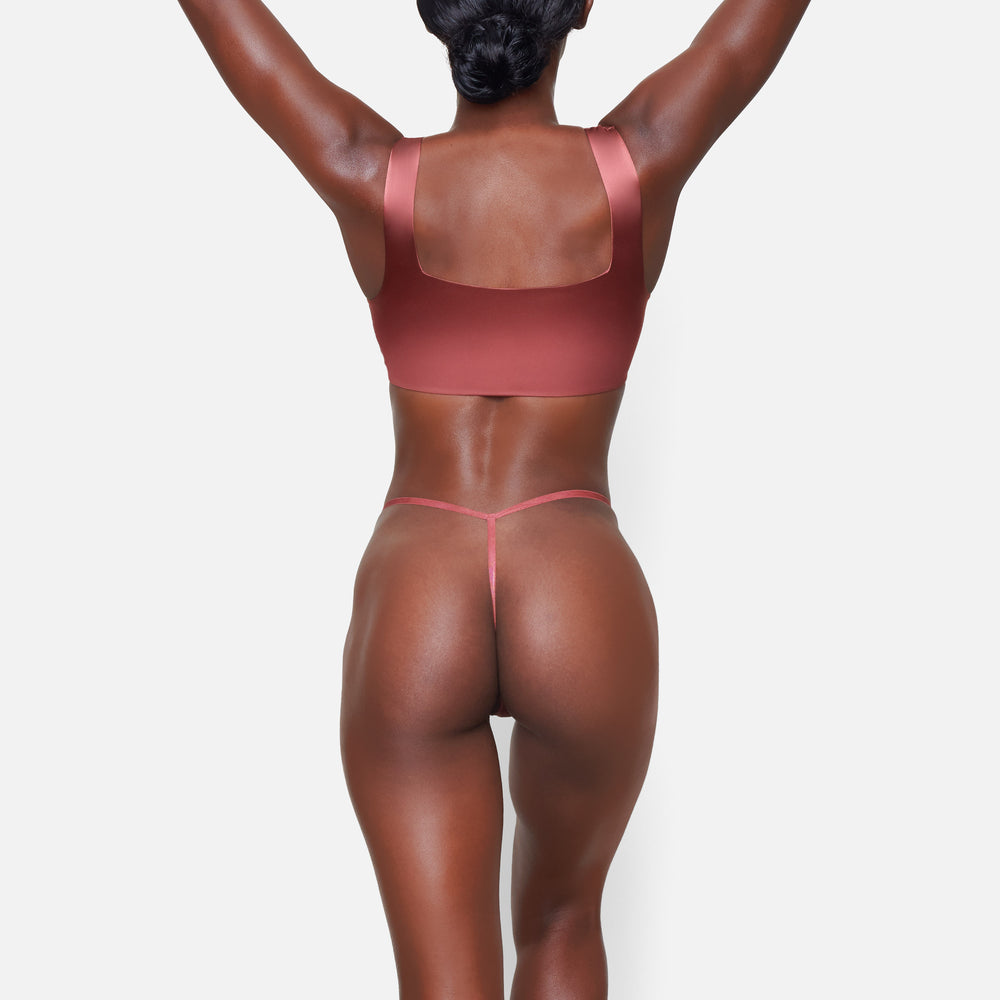 Skims STRETCH SATIN DIP Thong Roze | KEO-150892