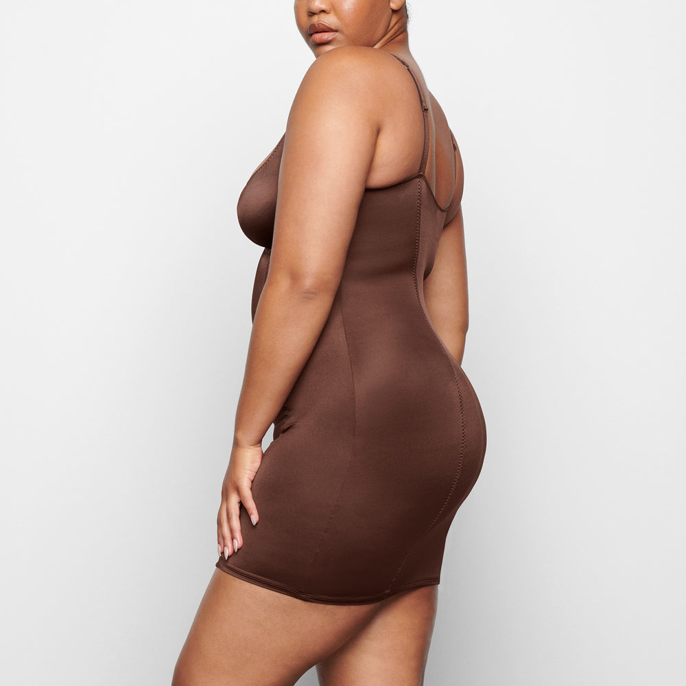 Skims STRETCH SATIN Dress Chocola | XNV-274916