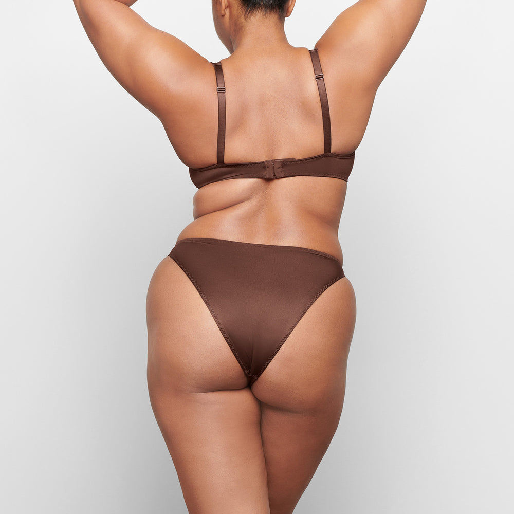 Skims STRETCH SATIN HIGH LEG Bikini Chocola | SEM-931860