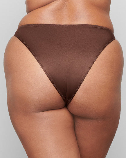 Skims STRETCH SATIN HIGH LEG Bikini Chocola | SEM-931860