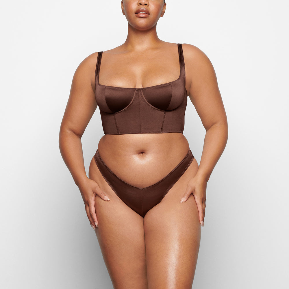 Skims STRETCH SATIN Korset Chocola | VOM-706124