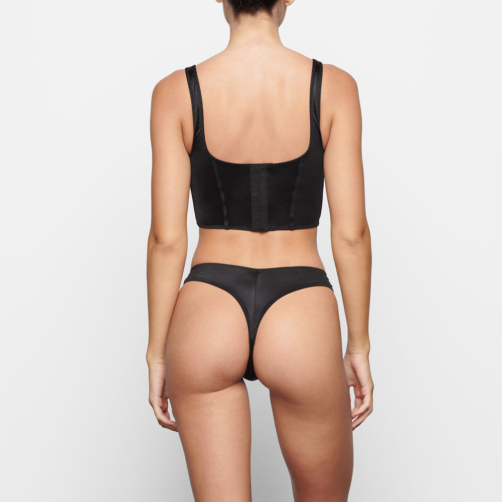 Skims STRETCH SATIN Korset Zwart | OYH-632187