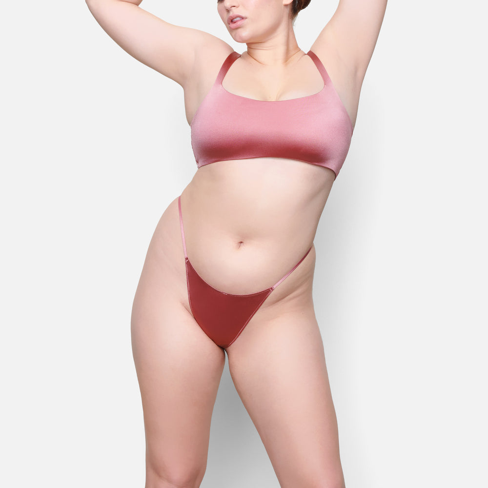 Skims STRETCH SATIN Square Neck Bra Roze | IAF-478291