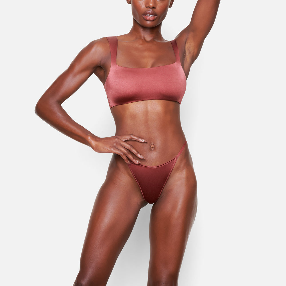 Skims STRETCH SATIN Square Neck Bra Roze | WIF-867312