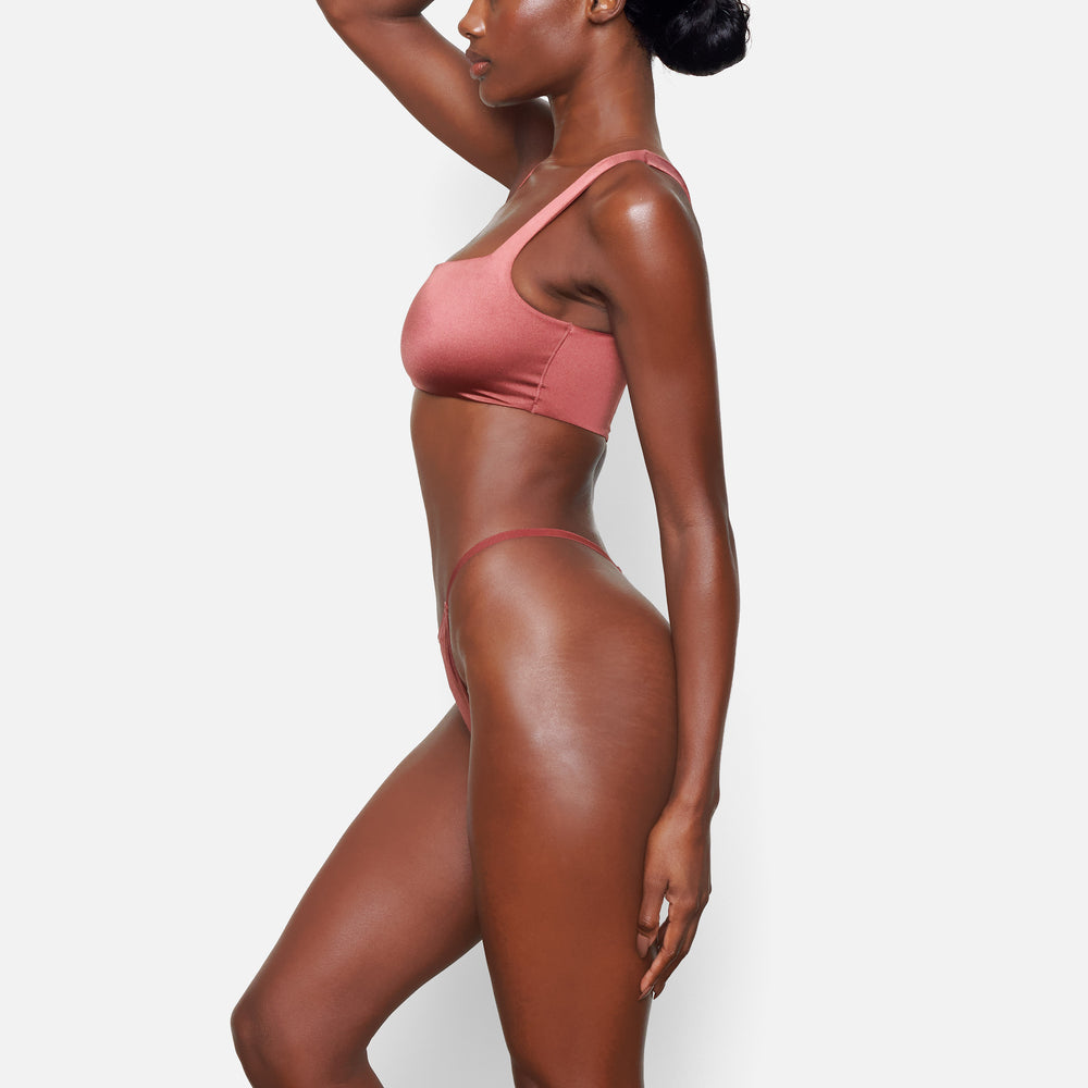 Skims STRETCH SATIN Square Neck Bra Roze | WIF-867312