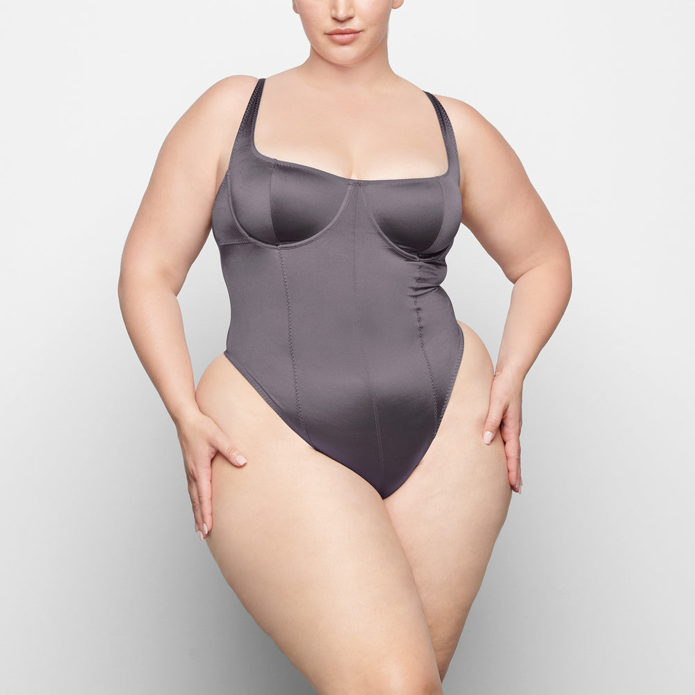 Skims STRETCH SATIN Stretch Satin Bodysuit Paars | MYQ-704913