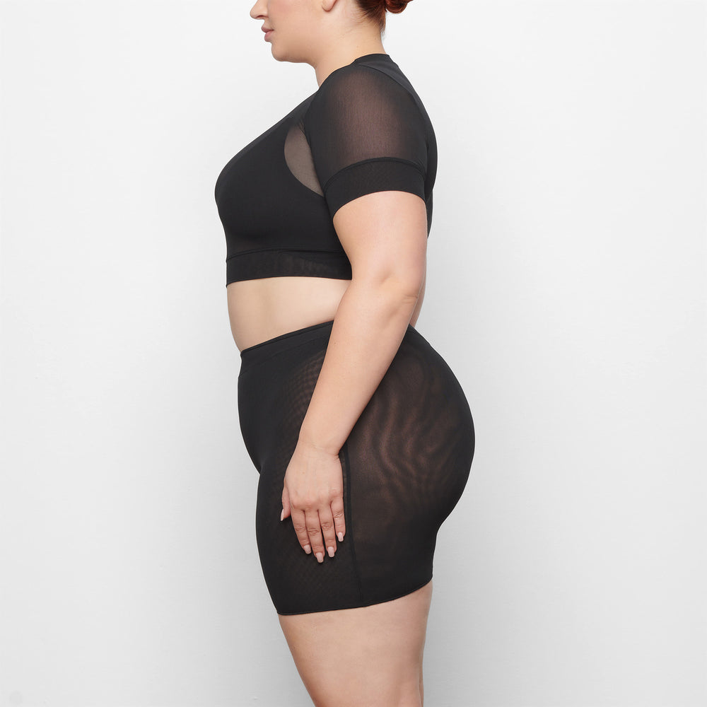 Skims SUMMER MESH CROPPED T-shirt Zwart | GTM-310289