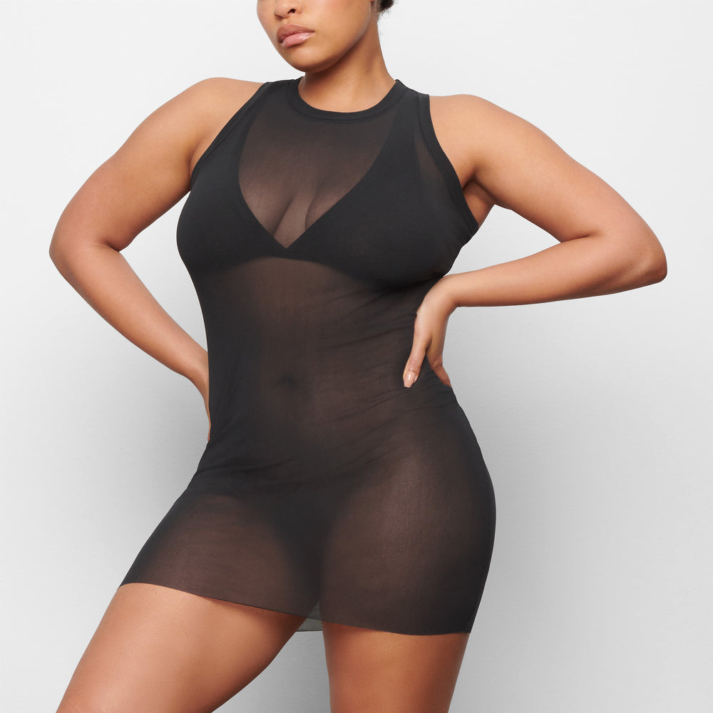 Skims SUMMER MESH HIGH NECK TANK Dress Zwart | VYA-293816