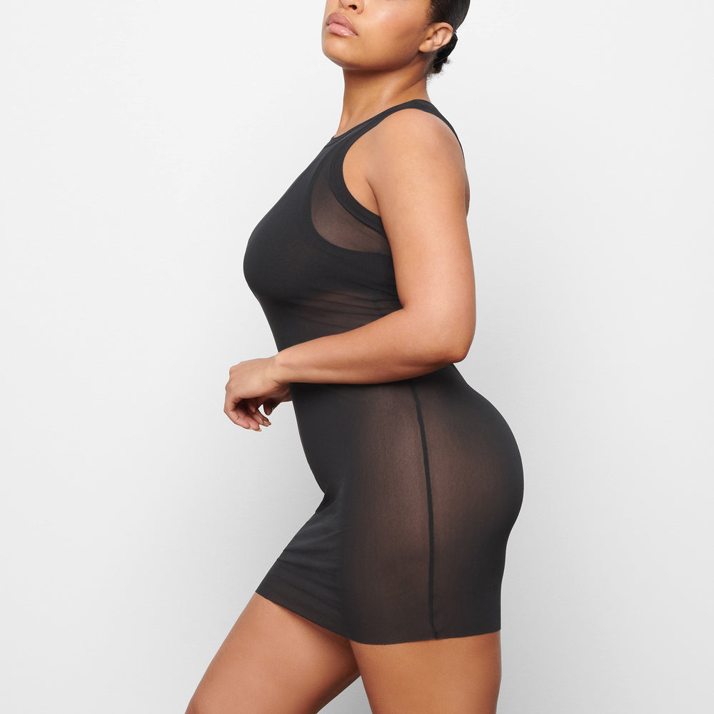 Skims SUMMER MESH HIGH NECK TANK Dress Zwart | VYA-293816