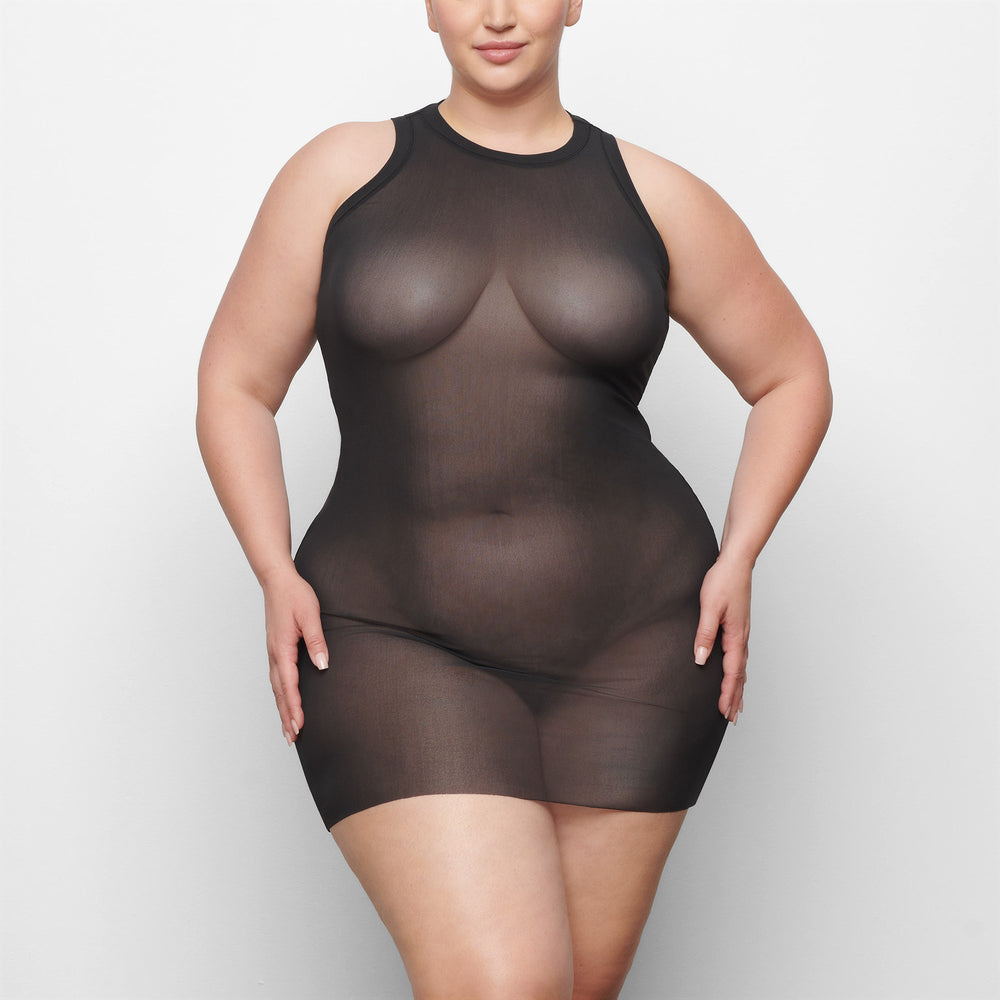 Skims SUMMER MESH HIGH NECK TANK Dress Zwart | VYA-293816