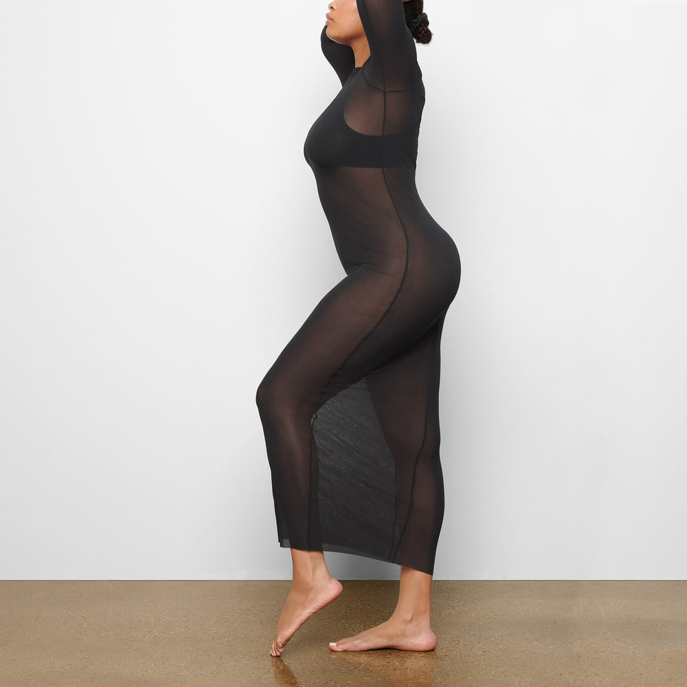 Skims SUMMER MESH LONG SLEEVE Dress Zwart | CDB-809236