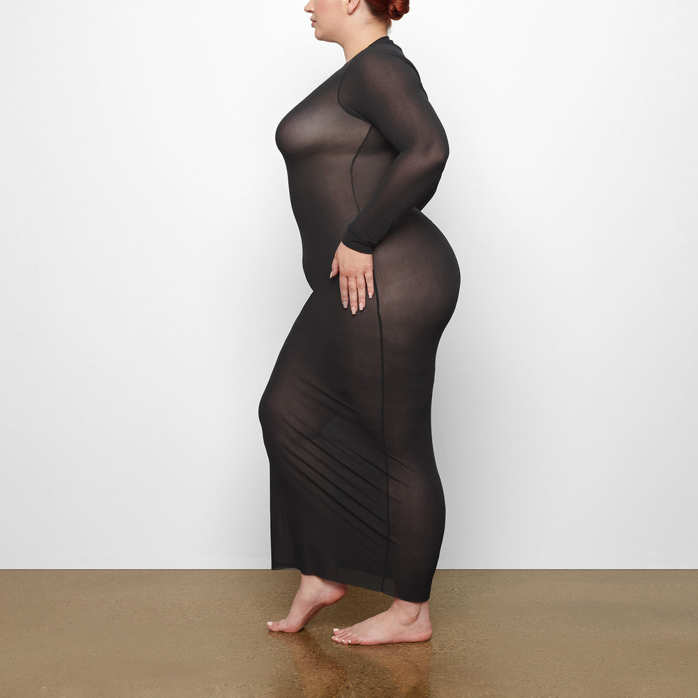 Skims SUMMER MESH LONG SLEEVE Dress Zwart | CDB-809236