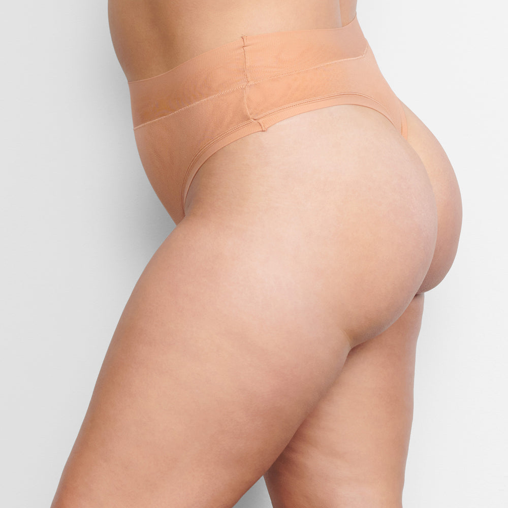 Skims SUMMER MESH MID WAIST Thong Beige | EWR-643780