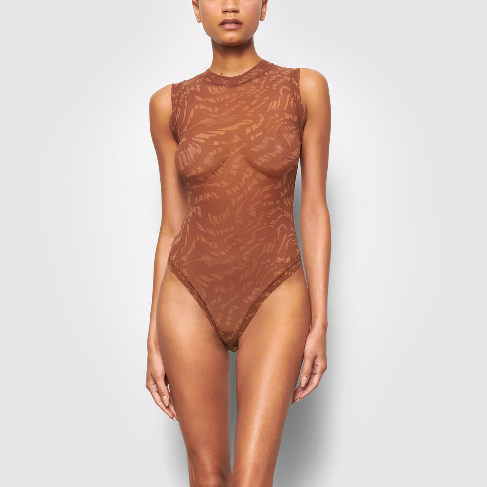 Skims SUMMER MESH Mock Neck Bodysuit Bruin | ZXQ-156309