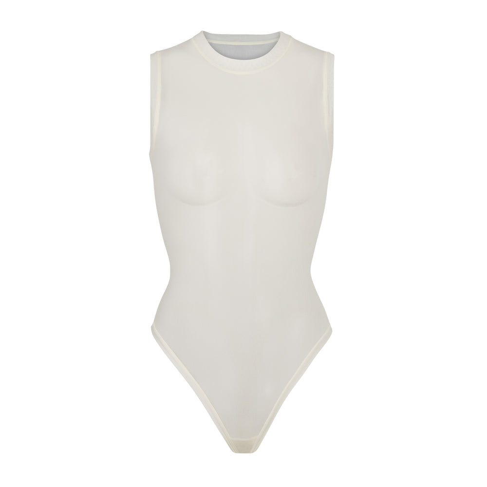 Skims SUMMER MESH Mock Neck Bodysuit Wit | NLU-093567