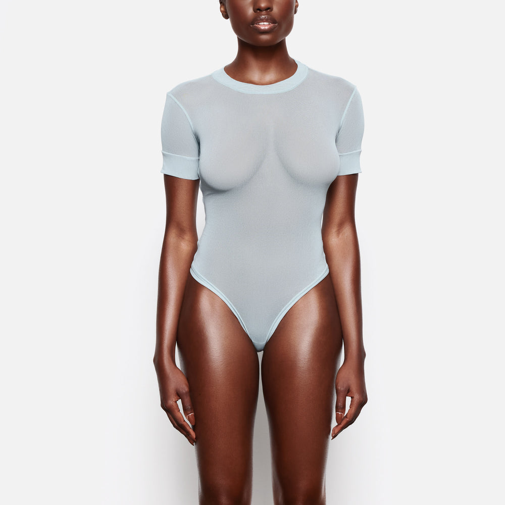 Skims SUMMER MESH T-shirt Bodysuit Blauw | YAJ-810574